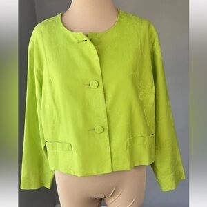 Vintage Esprit Grape Vine Jacquard Print Cropped Blazer Jacket M